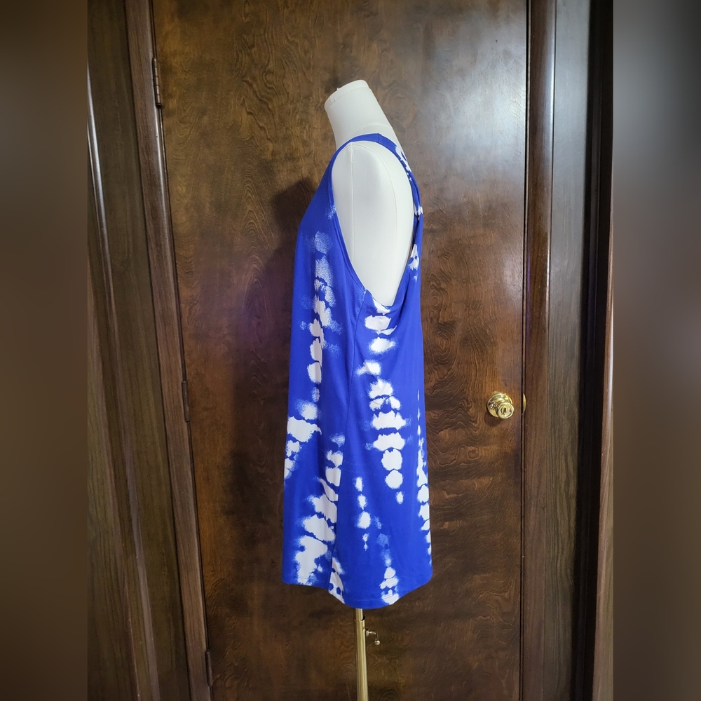 Blue Tie-Dye Sleeveless Dress Or Swim Coverup - Picture 2 of 4